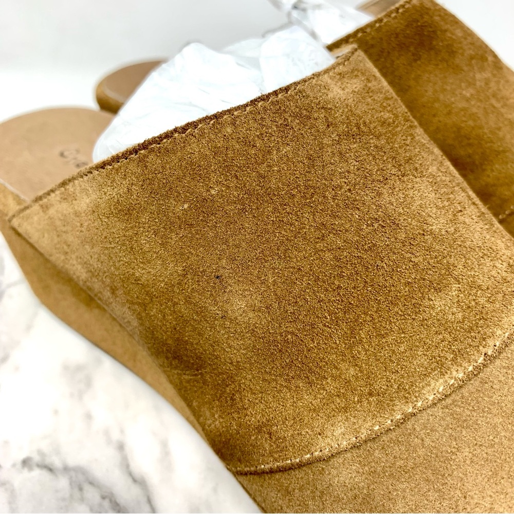 Chocolat Blu Yoana Brown Suede Peep Toe Wedge Mules 7 Bohemian Lagenlook Classic - Picture 10 of 16